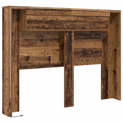 vidaXL Headboard Cabinet with LED Old Wood 140 x 16.5 x 103.5 cm