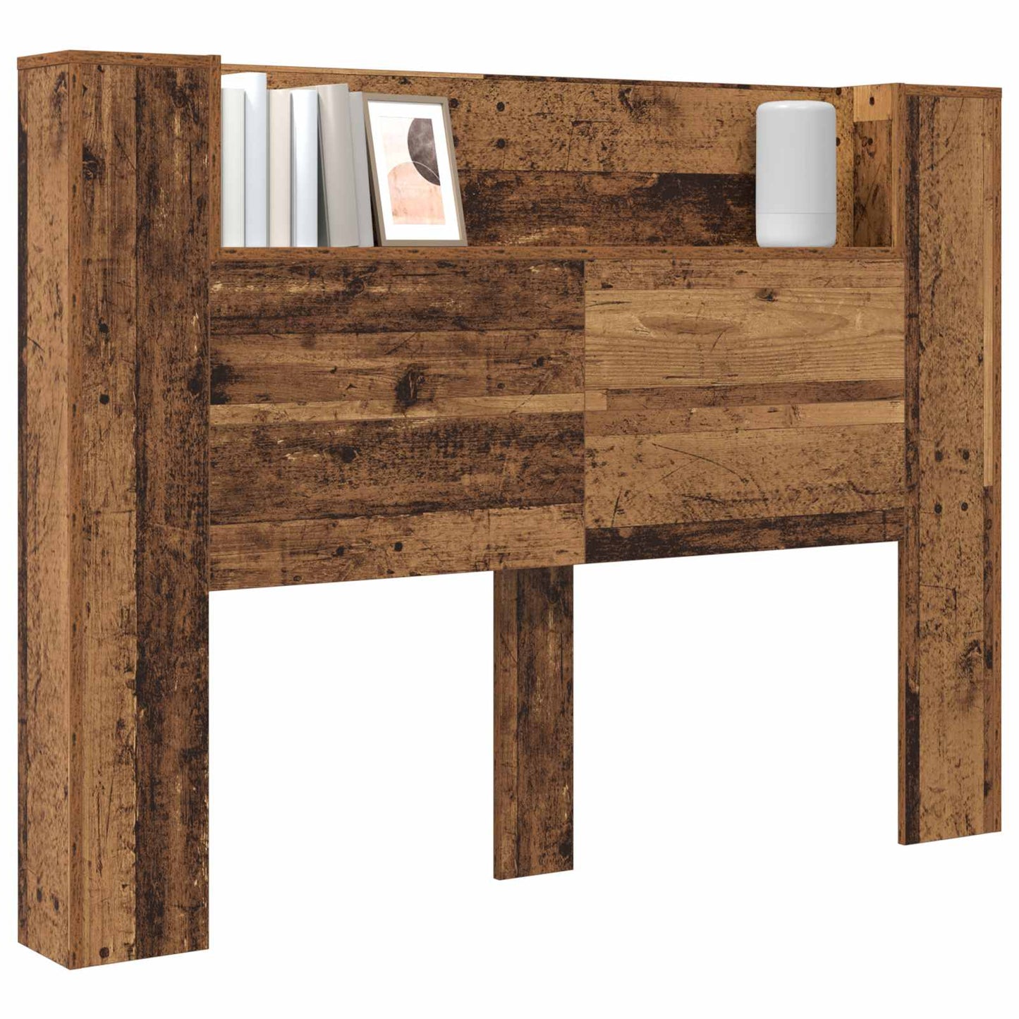vidaXL Headboard Cabinet with LED Old Wood 140 x 16.5 x 103.5 cm