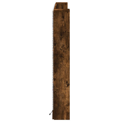 vidaXL Headboard Cabinet with LED Smoked Oak 160 x 16.5 x 103.5 cm