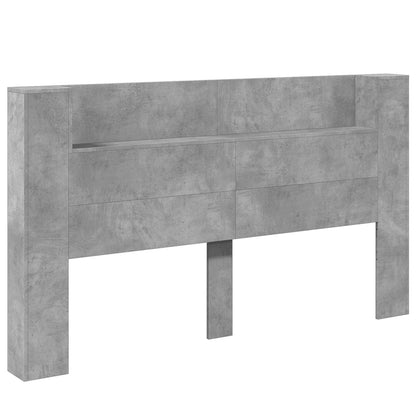 vidaXL Headboard Cabinet with LED Concrete 180 x 16.5 x 103.5 cm