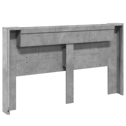 vidaXL Headboard Cabinet with LED Concrete 180 x 16.5 x 103.5 cm
