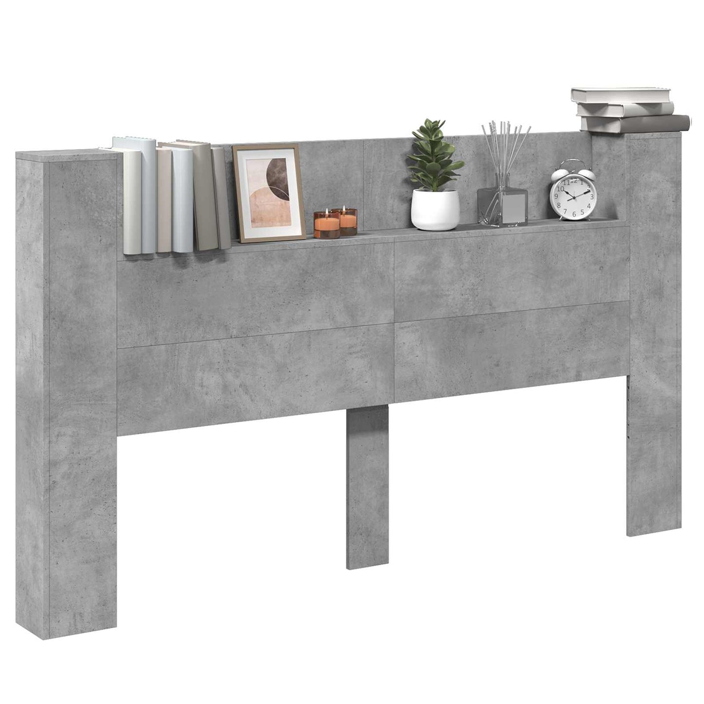 vidaXL Headboard Cabinet with LED Concrete 180 x 16.5 x 103.5 cm