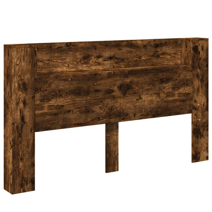 vidaXL Headboard Cabinet with LED Smoked Oak 180 x 16.5 x 103.5 cm
