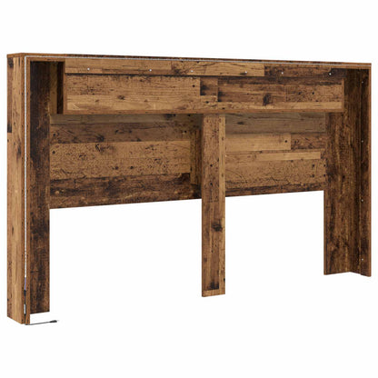 vidaXL Headboard Cabinet with LED Old Wood 180 x 16.5 x 103.5 cm