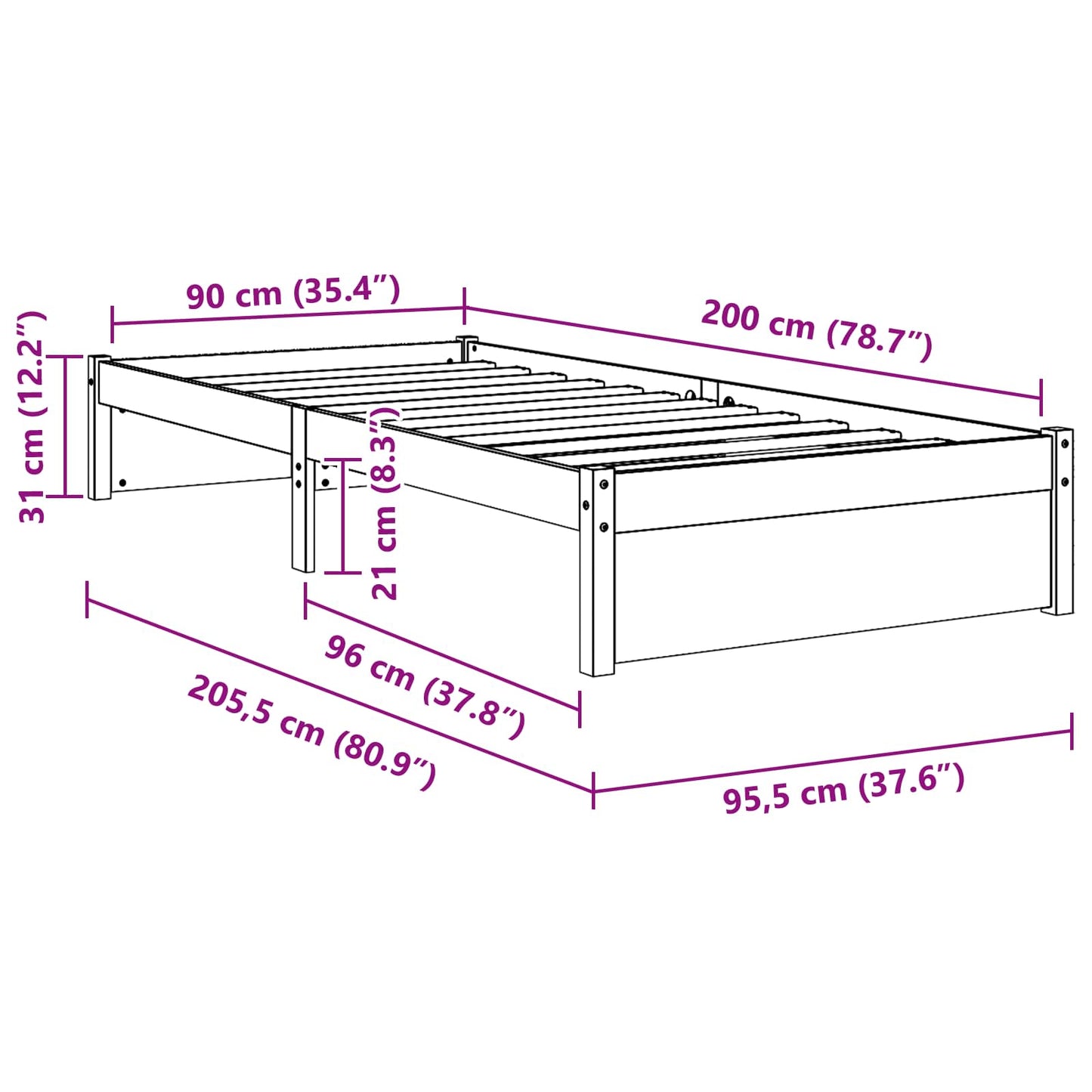 vidaXL Bed Frame Solid-Pine