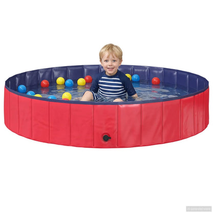 vidaXL Children Swimming Pool Folding Red and Blue Ø 160 x 30 cm
