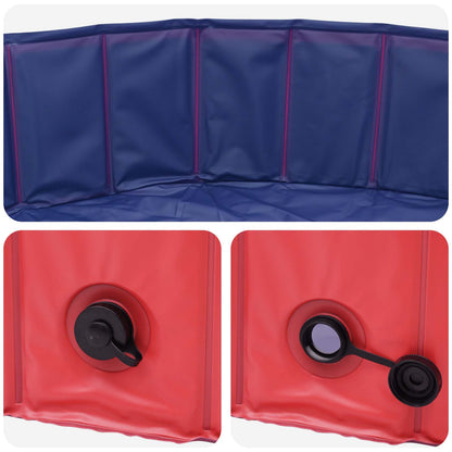 vidaXL Children Swimming Pool Folding Red Ø200 x 30 cm