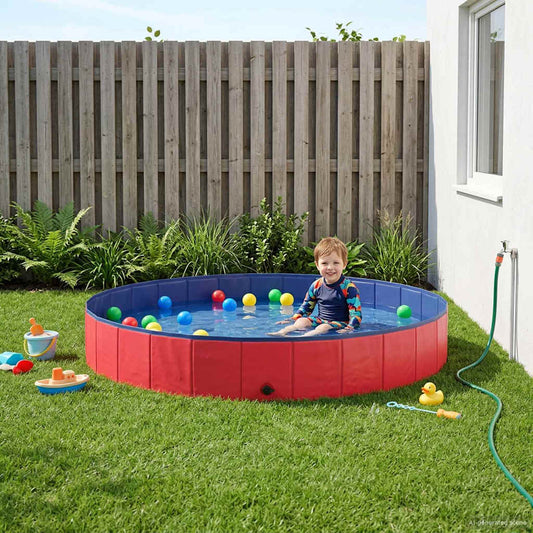 vidaXL Children Swimming Pool Ø200 x 30 cm Round for Child for Red