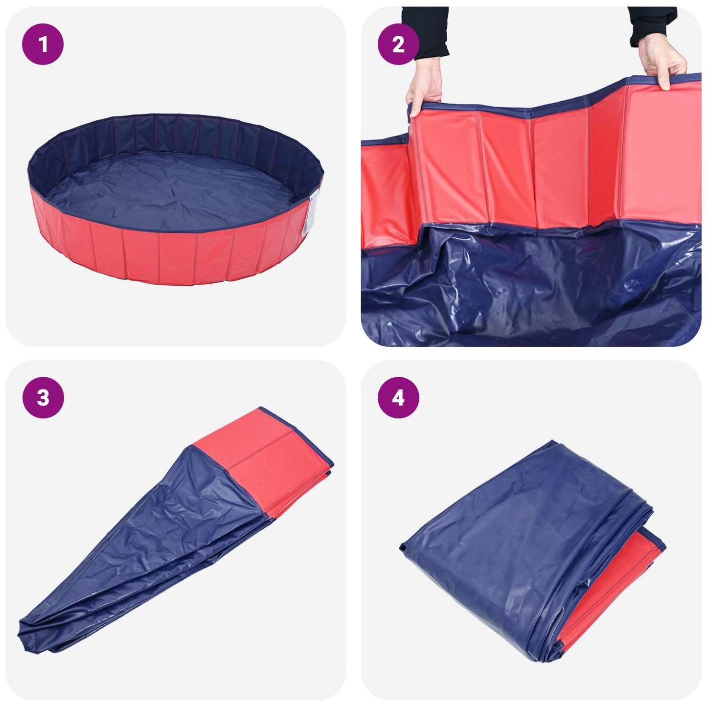 vidaXL Children Swimming Pool Folding Red Ø200 x 30 cm