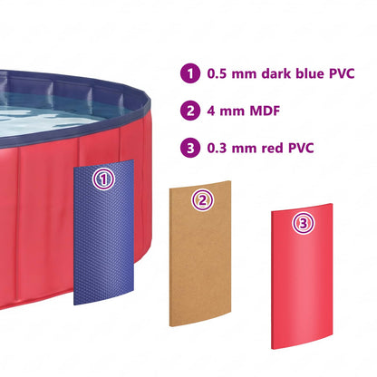 vidaXL Children Swimming Pool Folding Red Ø200 x 30 cm
