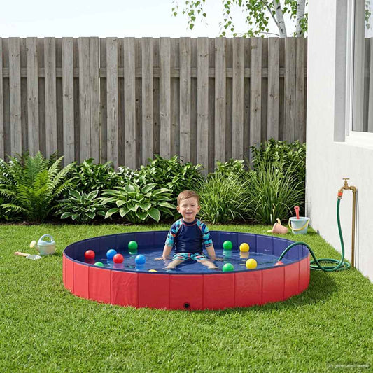 vidaXL Children Swimming Pool Ø300 x 38 cm Round for Child for Red