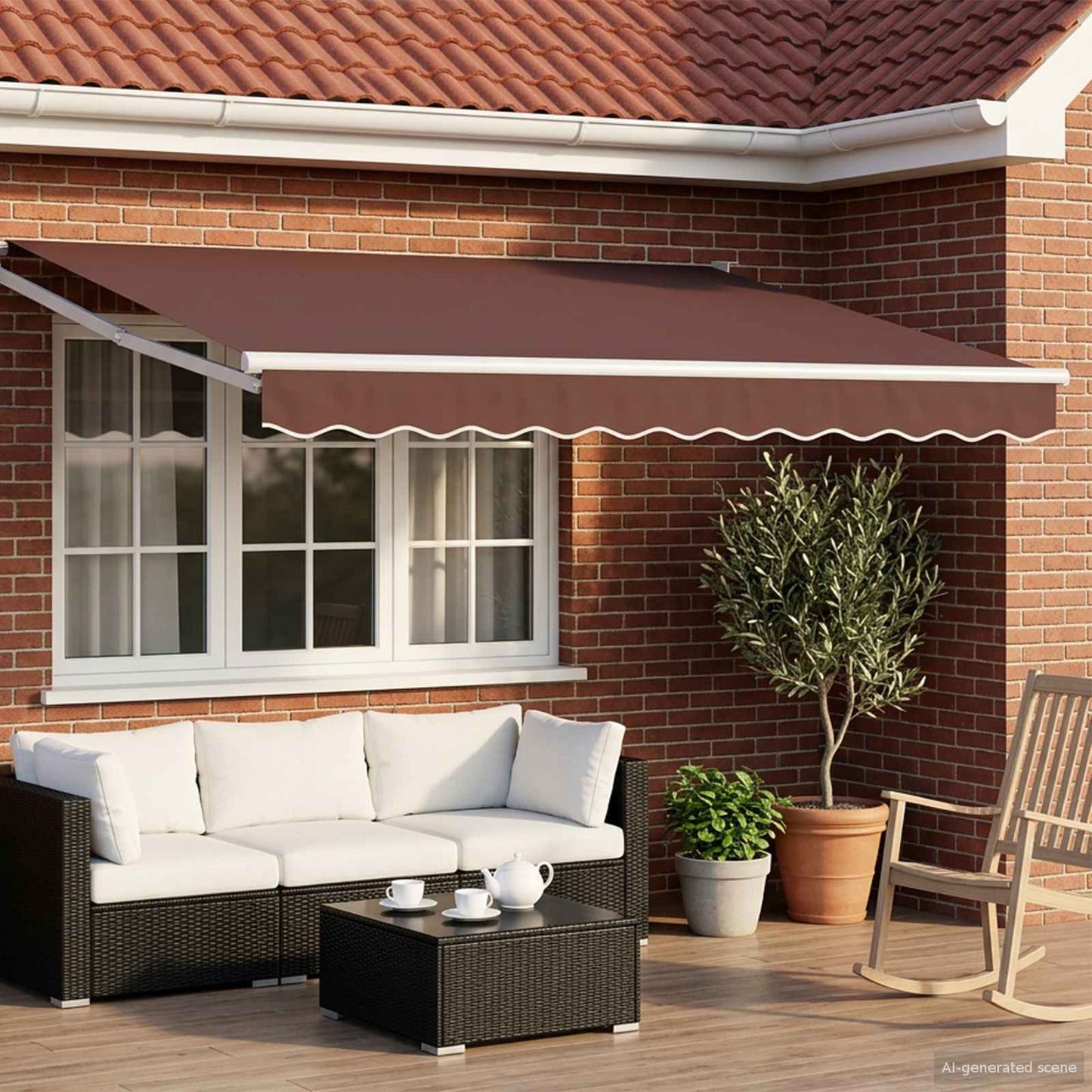 vidaXL Retractable Awning Brown 3 x 2 m Polyester with PU coating