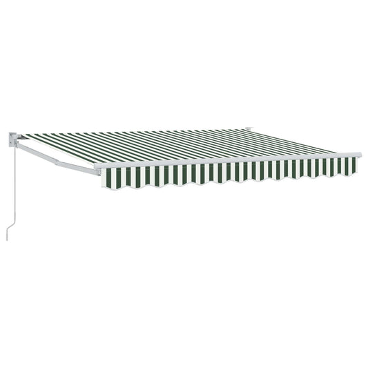 vidaXL Retractable Awning Green and White 3.5 x 2 m