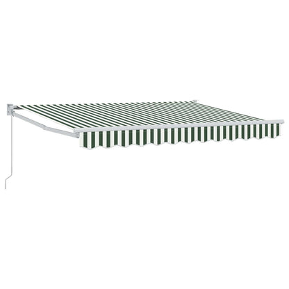 vidaXL Retractable Awning Green and White 3.5 x 2 m
