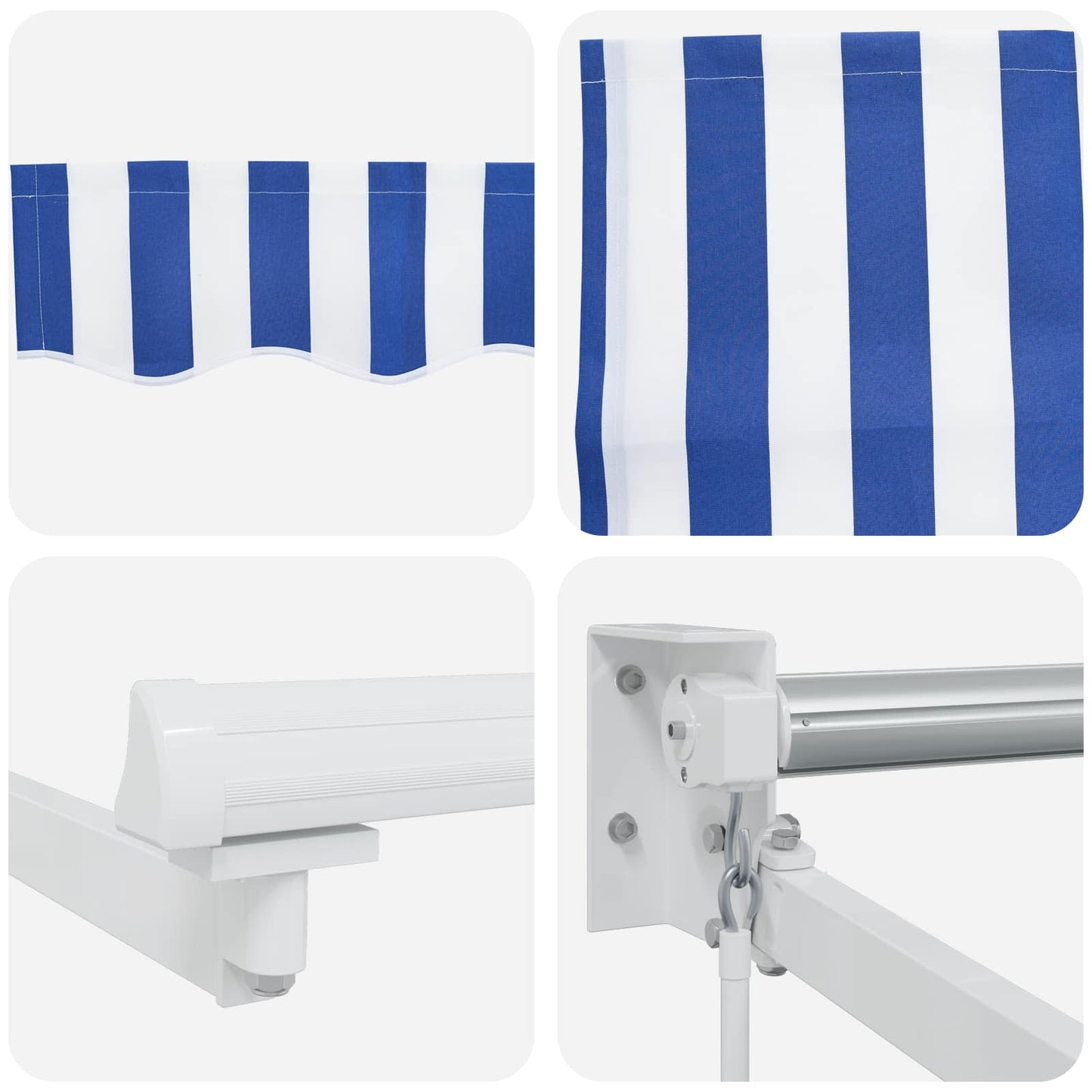 vidaXL Retractable Awning Blue and White 4 x 2 m