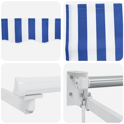 vidaXL Retractable Awning Blue and White 4 x 2 m