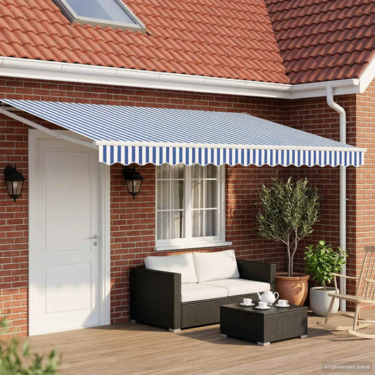 vidaXL Retractable Awning Blue and White 4 x 2 m