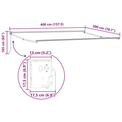 vidaXL Retractable Awning Brown 4 x 2 m 100% Polyester and Aluminium