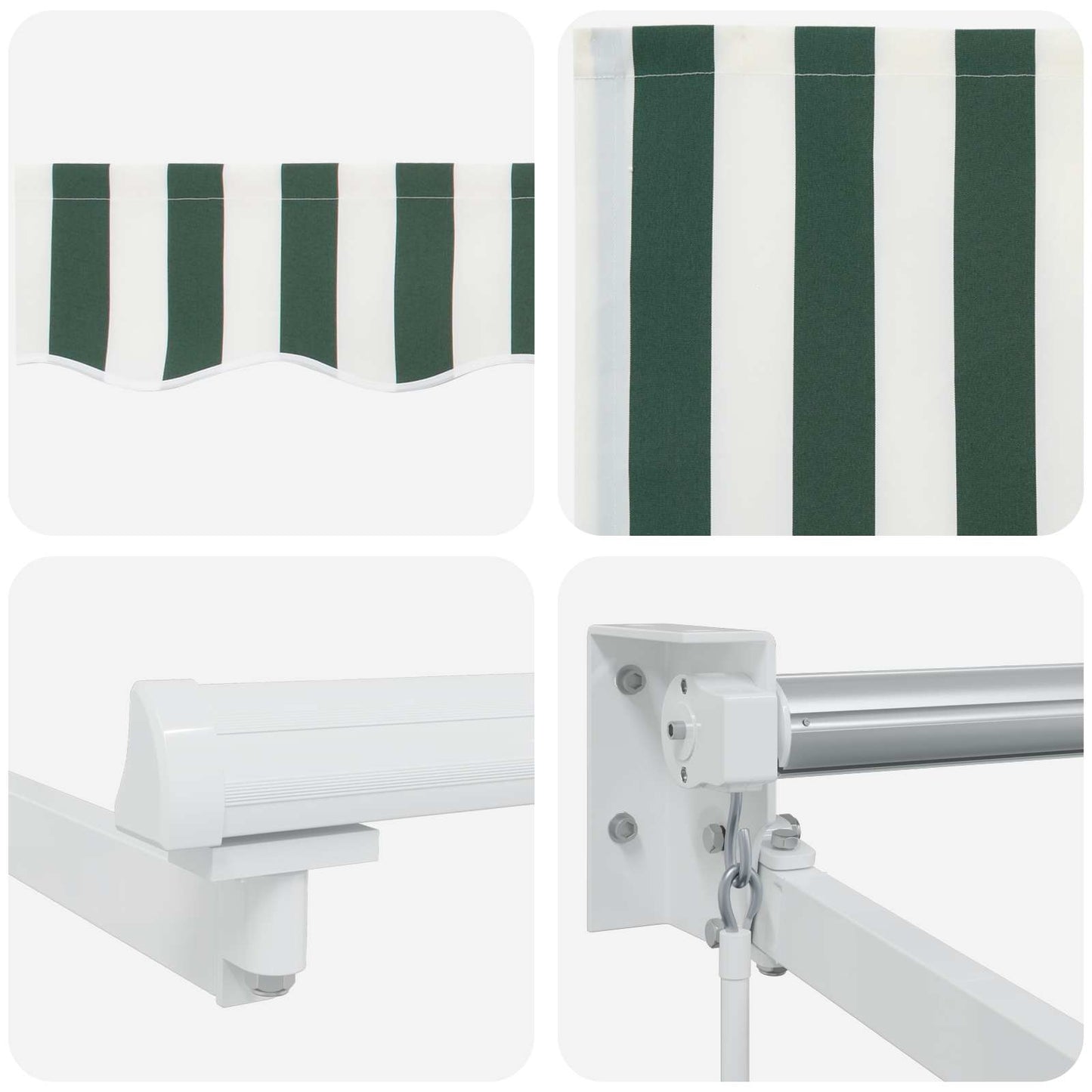 vidaXL Retractable Awning Green and White 4 x 2 m