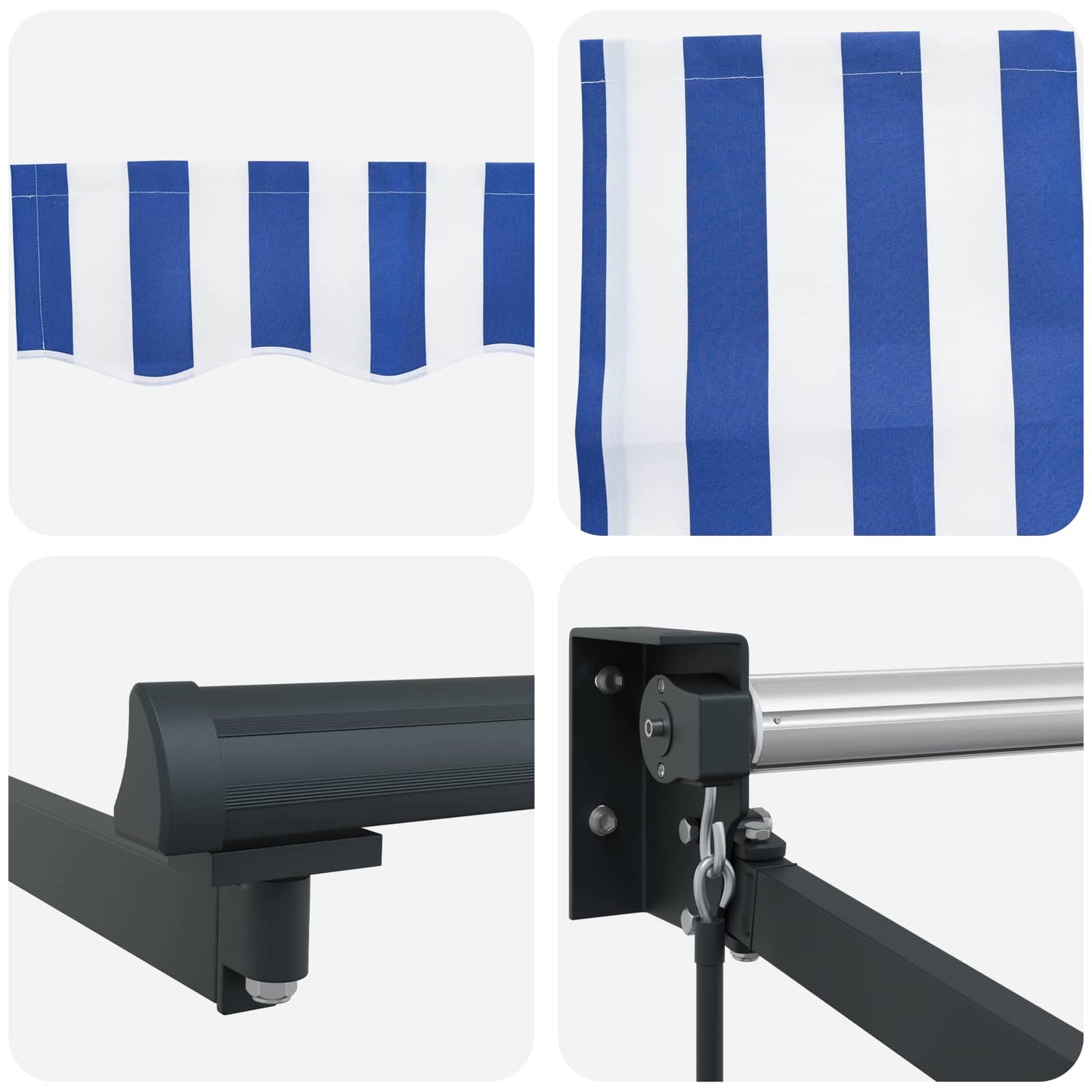 vidaXL Retractable Awning Blue and White 2.5 x 2 m