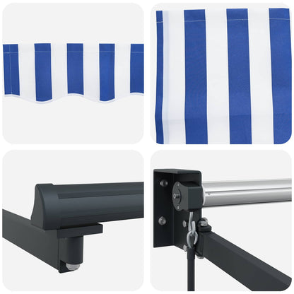 vidaXL Retractable Awning Blue and White 2.5 x 2 m