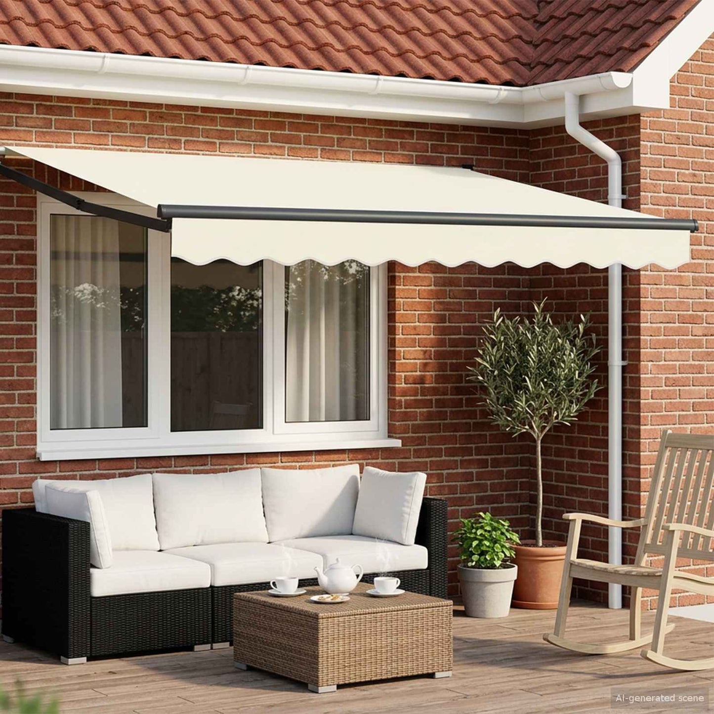 vidaXL Retractable Awning Cream 2.5 x 2 m 100% Polyester and Aluminium