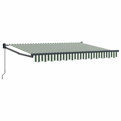 vidaXL Retractable Awning Green and White 3.5 x 2 m