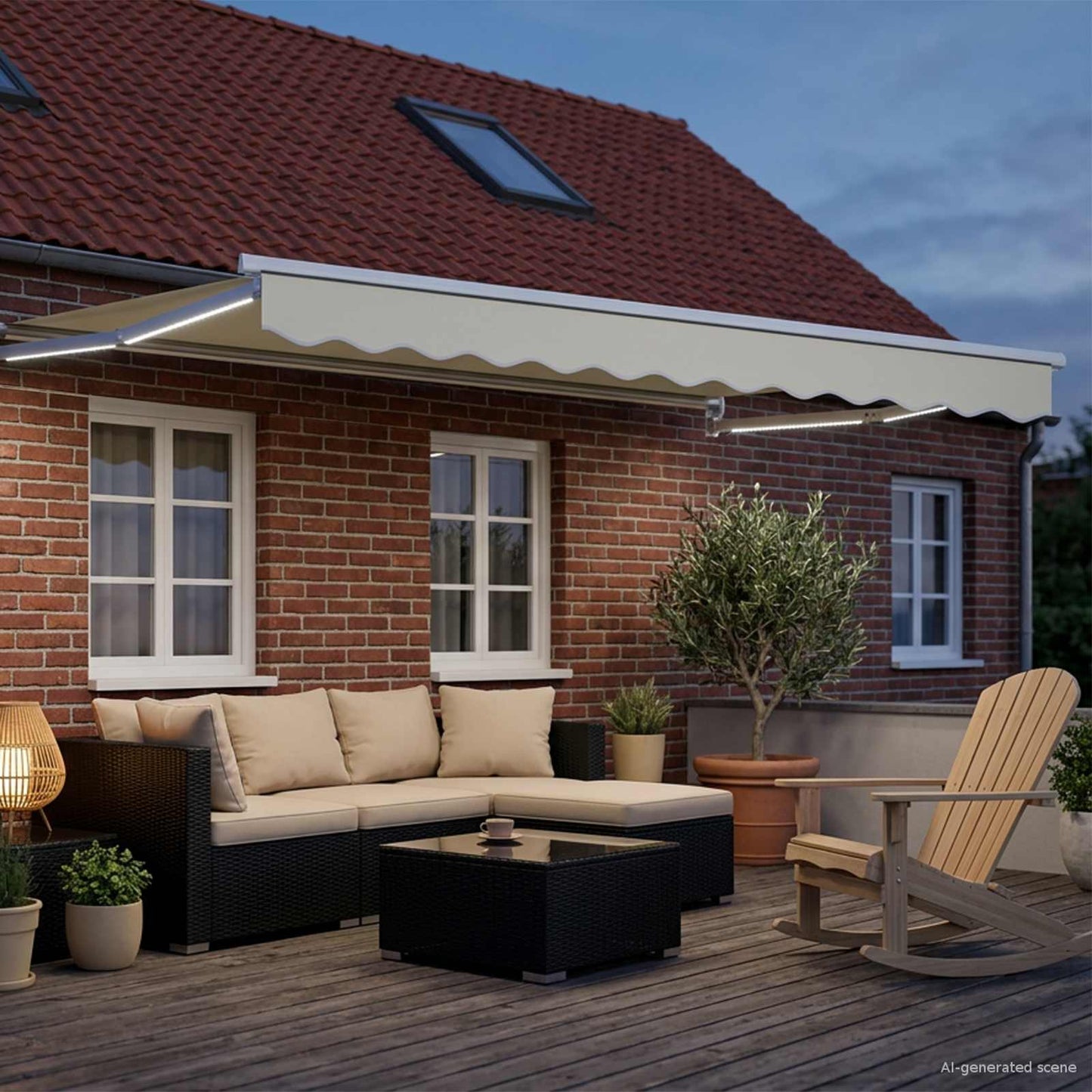 vidaXL Manual Retractable Awning with LEDs Cream and White 2.5 x 2 m