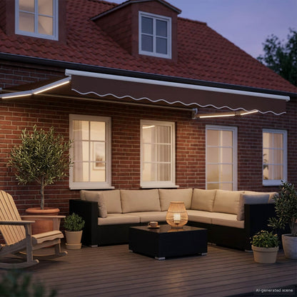 vidaXL Manual Retractable Awning with LEDs Brown and White 2.5 x 2 m