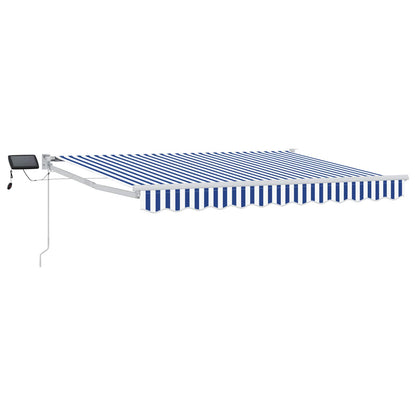 vidaXL Manual Retractable Awning with LEDs Blue and White 3.5 x 2 m