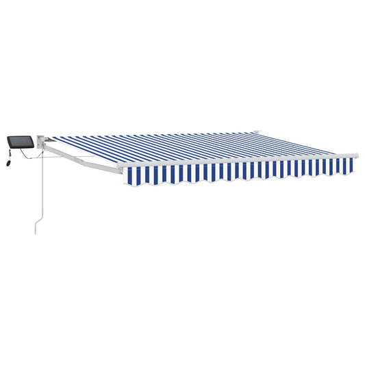 vidaXL Manual Retractable Awning with LEDs Blue and White 3.5 x 2 m