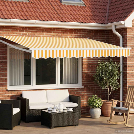 vidaXL Manual Retractable Awning with LEDs Yellow and White 3.5 x 2 m