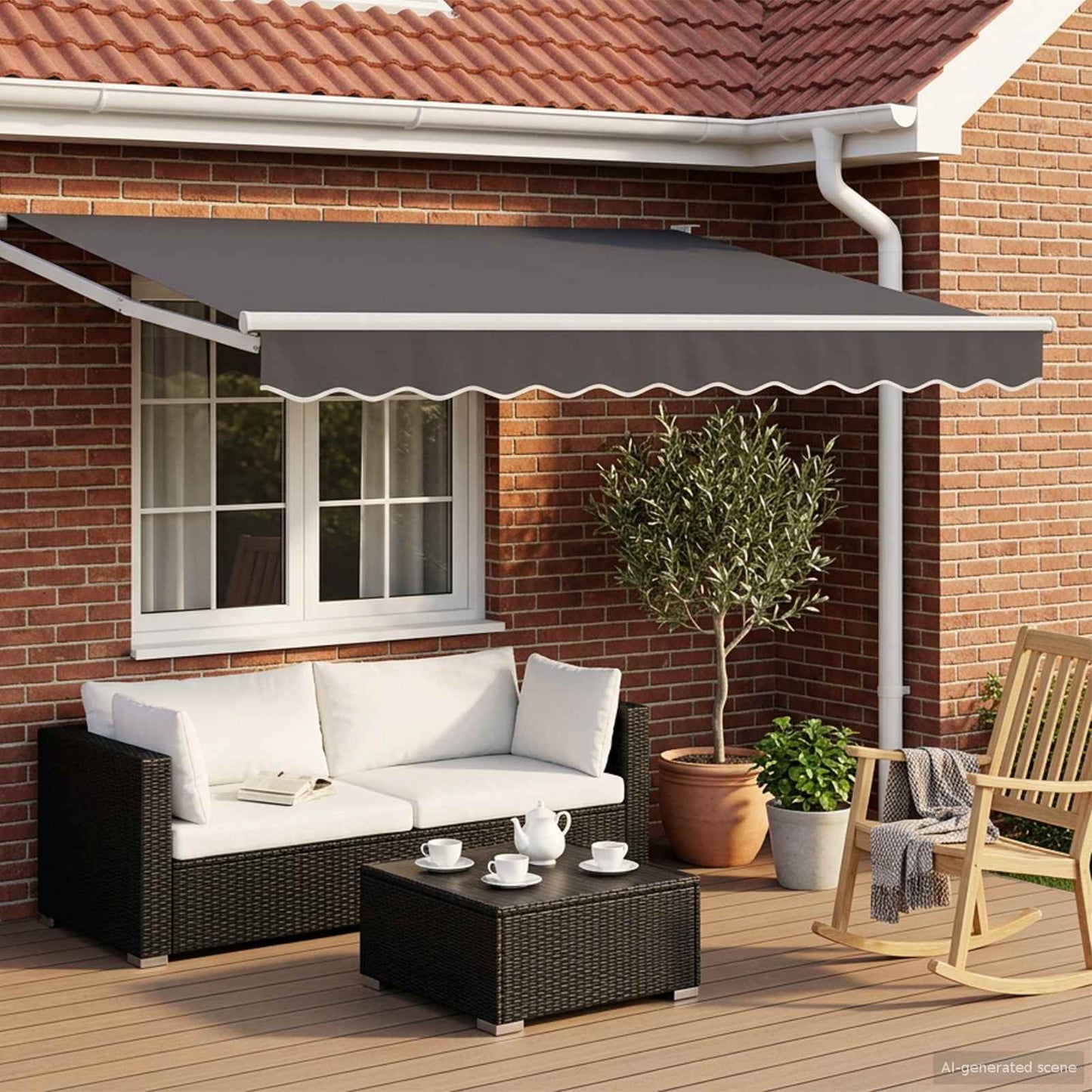 vidaXL Manual Retractable Awning with LEDs 3.5 x 2 m