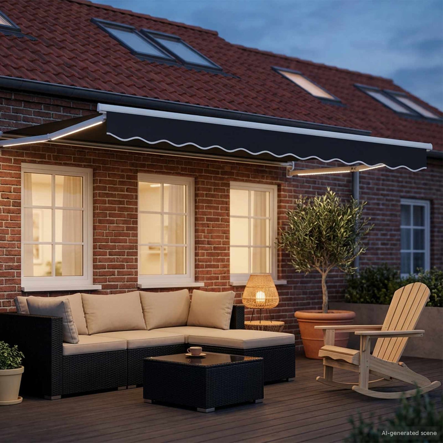 vidaXL Manual Retractable Awning with LEDs 3.5 x 2 m
