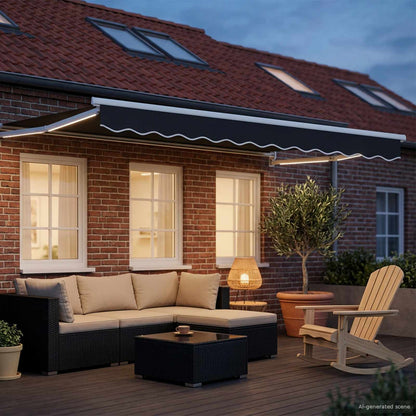 vidaXL Manual Retractable Awning with LEDs 3.5 x 2 m