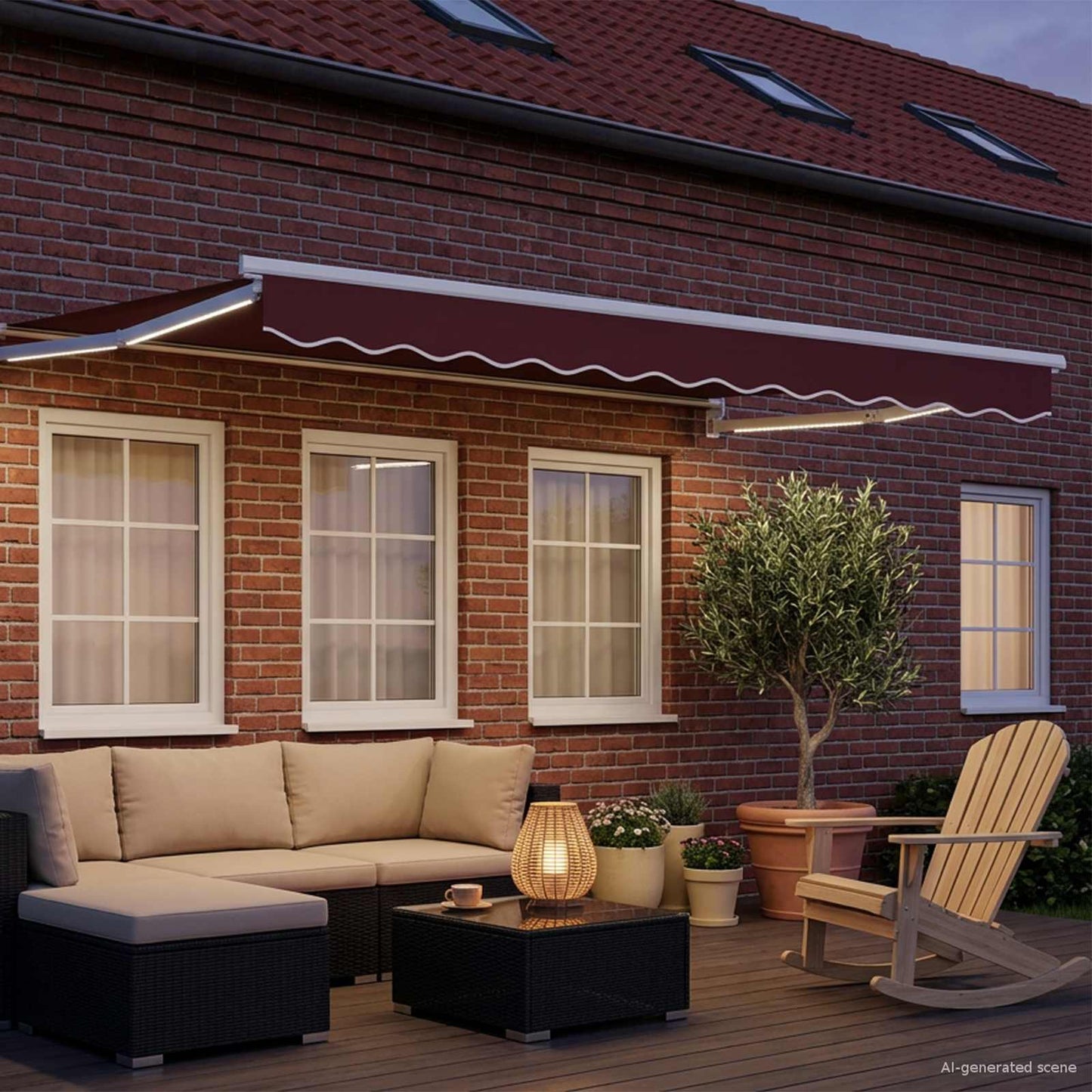 vidaXL Manual Retractable Awning with LEDs 3.5 x 2 m