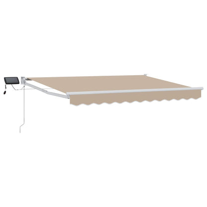 vidaXL Manual Retractable Awning with LEDs Beige and White 3.5 x 2 m
