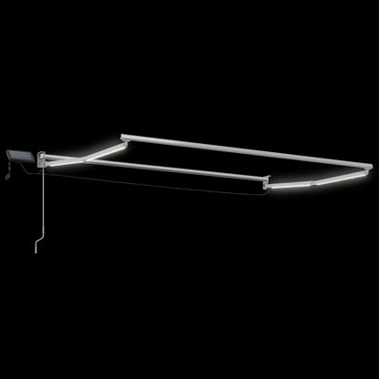 vidaXL Manual Retractable Awning with LEDs Beige and White 3.5 x 2 m