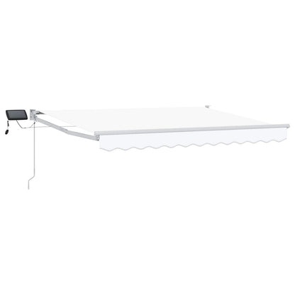 vidaXL Manual Retractable Awning with LEDs White 3.5 x 2 m
