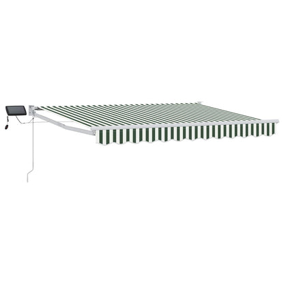 vidaXL Manual Retractable Awning with LEDs Green and White 3.5 x 2 m