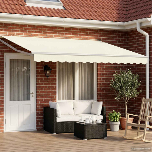 vidaXL Manual Retractable Awning with LEDs Cream and White 4 x 2 m