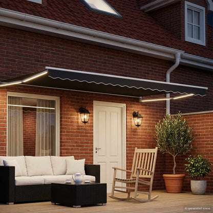vidaXL Manual Retractable Awning with LEDs 4 x 2 m