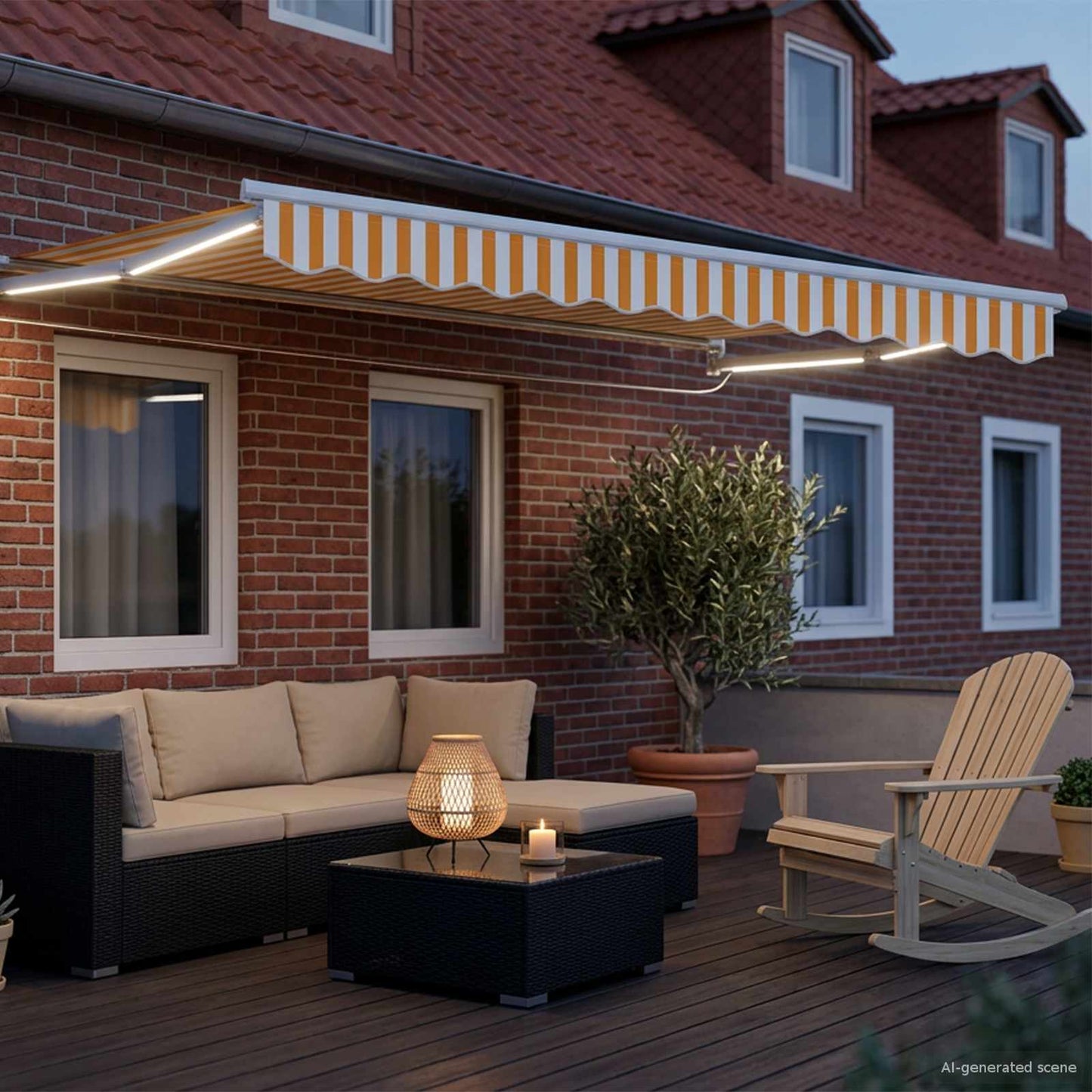 vidaXL Manual Retractable Awning with LEDs Yellow and White 3 x 2.5 m