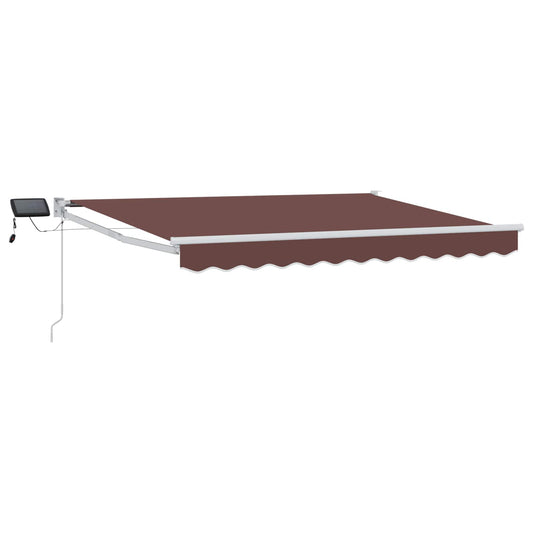 vidaXL Manual Retractable Awning with LEDs Brown and White 3 x 2.5 m