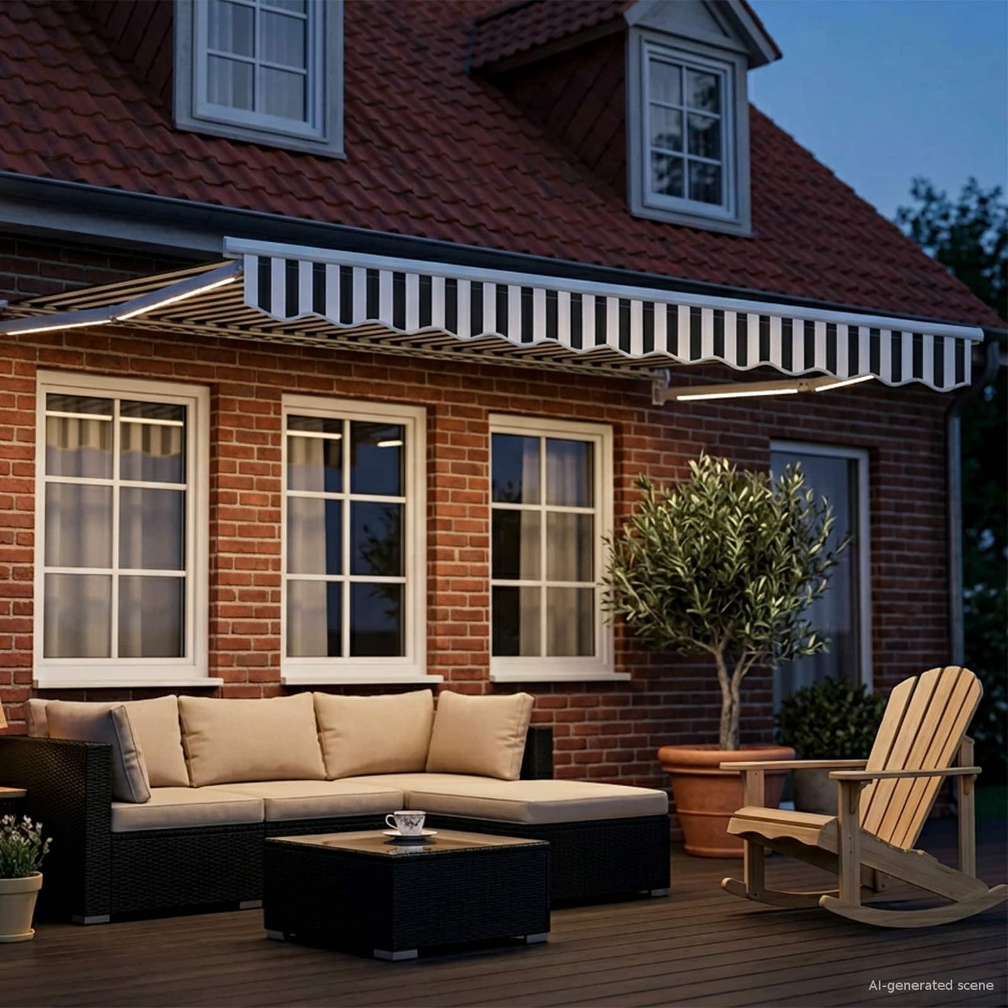 vidaXL Manual Retractable Awning with LEDs 3 x 2.5 m
