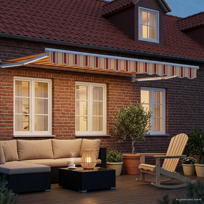 vidaXL Manual Retractable Awning with LEDs Multicolour 3 x 2.5 m