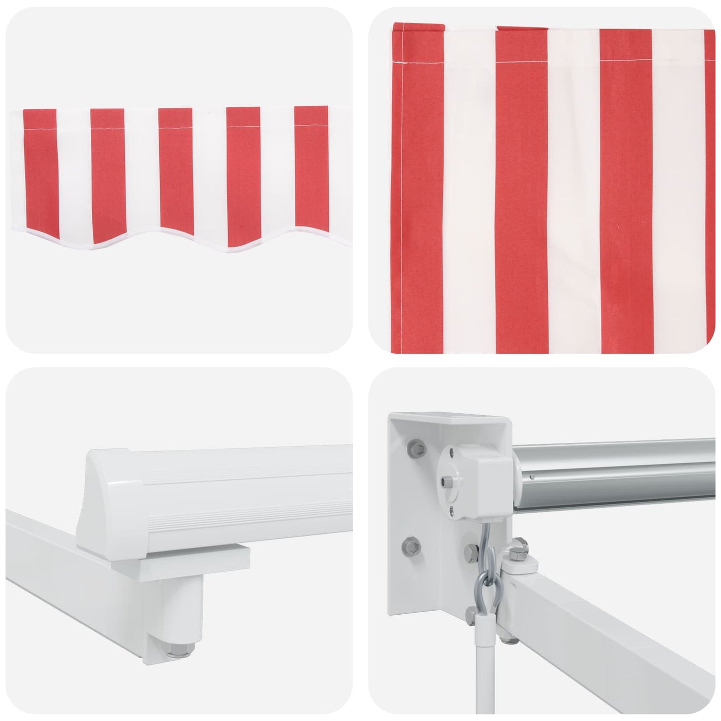 vidaXL Manual Retractable Awning with LEDs Red and White 3 x 2.5 m