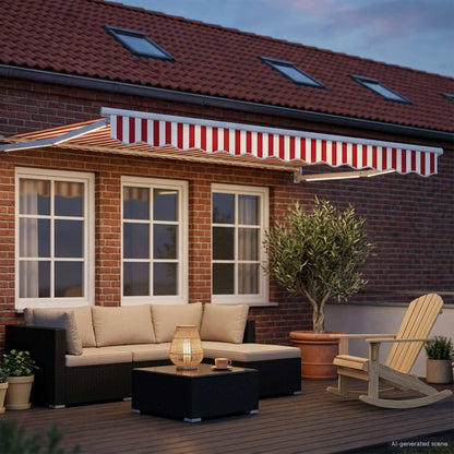 vidaXL Manual Retractable Awning with LEDs Red and White 3 x 2.5 m