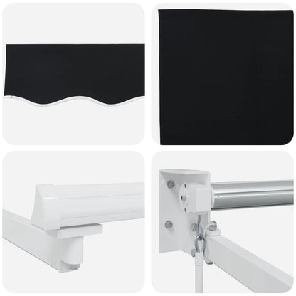 vidaXL Manual Retractable Awning with LEDs Black and White 3 x 2.5 m