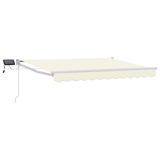 vidaXL Manual Retractable Awning with LEDs Cream and White 3.5 x 2.5 m
